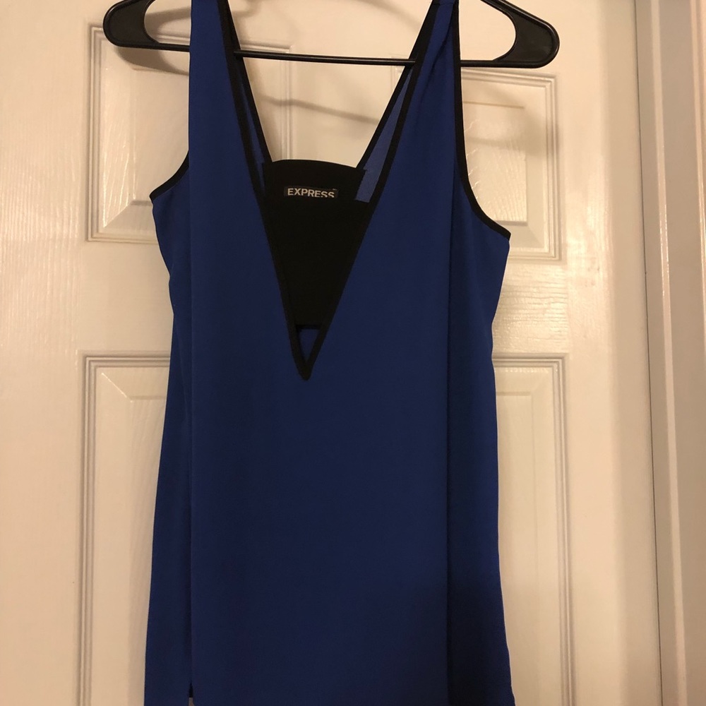 Never Worn Royal Blue/Black Chiffon Express Top